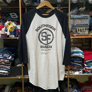 Vintage 80s Southfork Ranch Dallas TV Show 3/4 Raglan TShirt Single Stitch Large